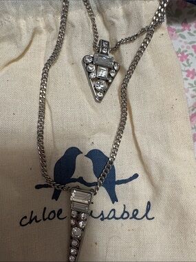 Chloe + Isabel Silver Crystal Triangle Pendant Necklace Set